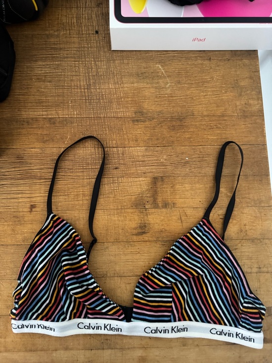 Calvin Klein Other - Calvin Klein Rainbow Striped Triangle Bralette with Logo Band